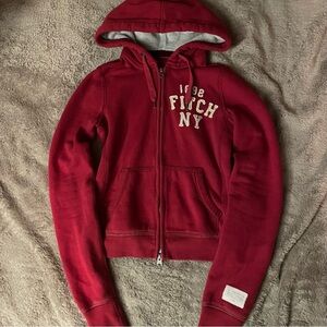 Vintage Abercrombie & Fitch Red Hoodie with Gray Lining